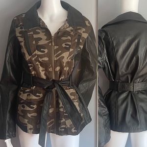 Dollhouse Camo & Faux Leather Jacket Size M